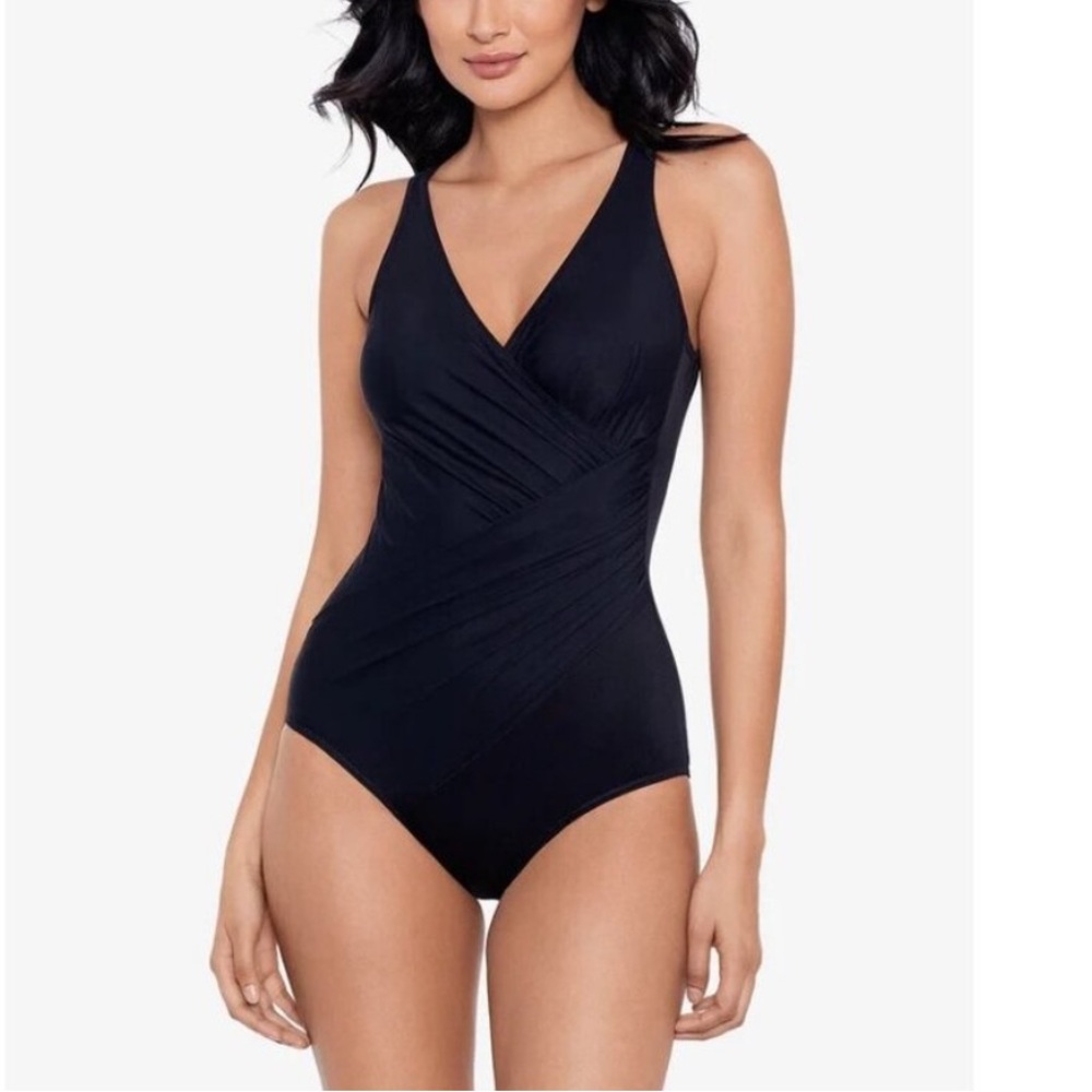 Miraclesuit Black Crossover One Piece Swimsuit